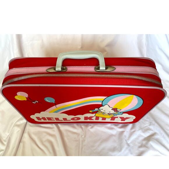 Rare Vintage 80s Sanrio Hello Kitty Suitcase Luggage Rainbow Hot Air Balloon - Picture 2 of 8